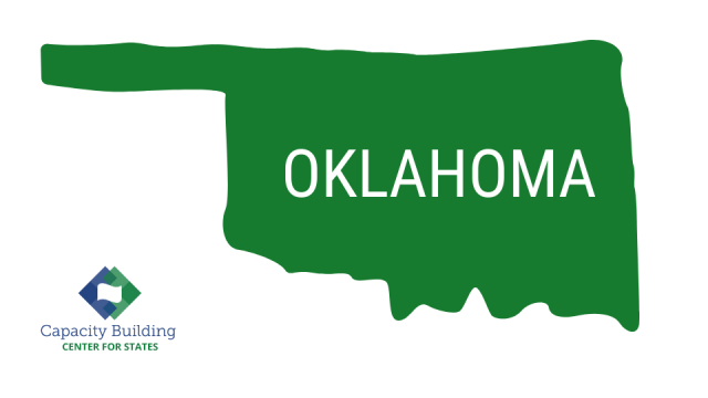 Oklahoma state outline with Center for States logo